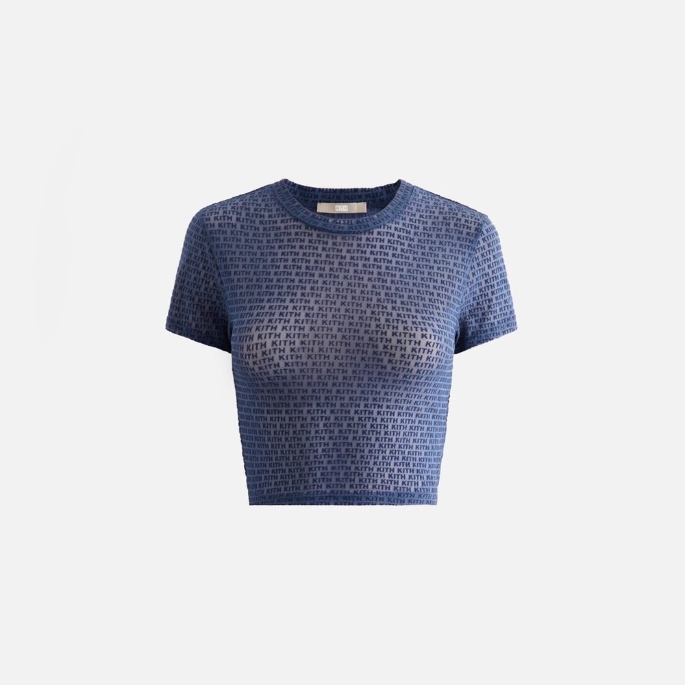 Kith Blue Logo-Print Cropped Tee